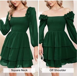 Byinns Women's Smocked Ruffle Mini Dress - Green